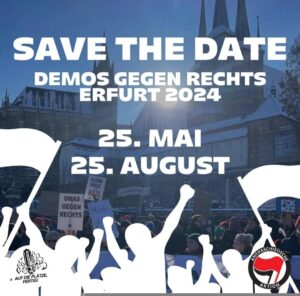 Das Auf die Plätze Bündnis Erfurt kündigt Demonstrationen gegen Rechts am 25. Mai und 25. August 2024 an. 